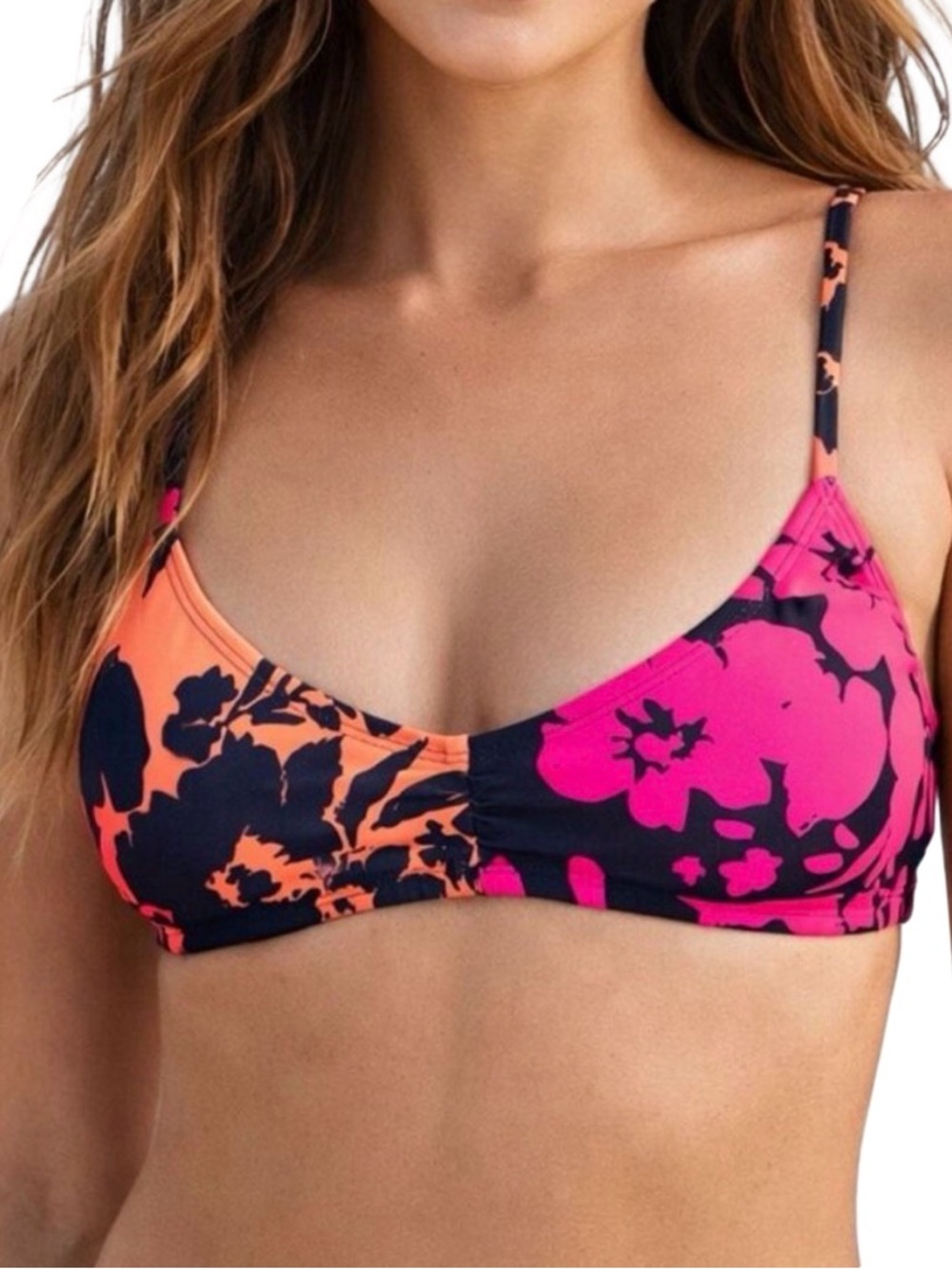 Perfect Vacation Swim x Tillys Neon Floral Bikini Top - Size Small